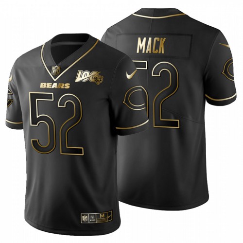 Chicago Chicago Bears #52 Khalil Mack Men's Black Golden Limited 100 Jersey Men's cheap jerseys for sale - CheapJerseys.Shop