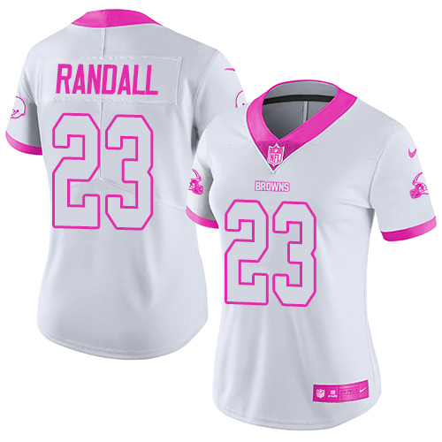 Cleveland Browns #23 Damarious Randall White/Pink Women's Stitched Limited Rush Fashion Jersey Womens cheap jerseys for sale - CheapJerseys.Shop