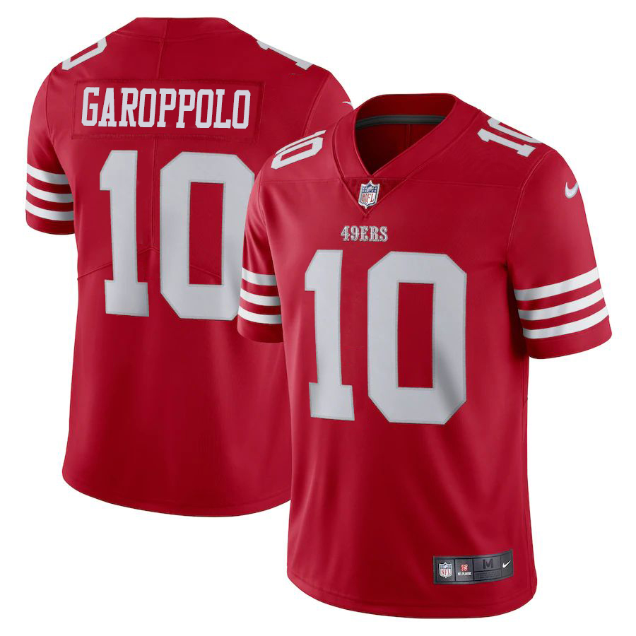 San Francisco 49ers #10 Jimmy Garoppolo Scarlet Men's 2022-23 Limited Stitched Vapor Untouchable Jersey cheap jerseys for sale - CheapJerseys.Shop