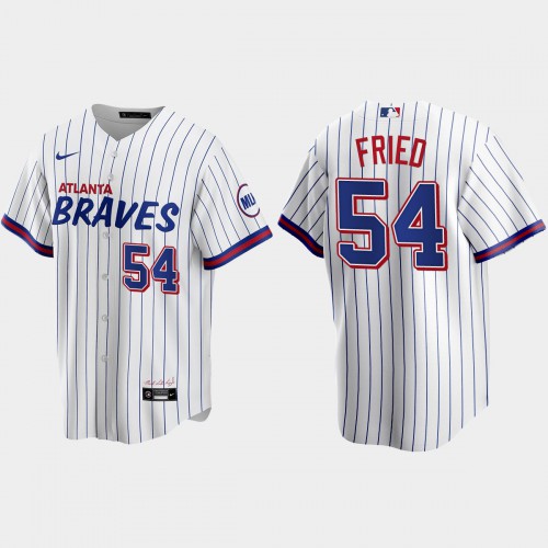 Atlanta Atlanta Braves #54 Max Fried White Men's 2021 City Connect Replica Jersey Men's cheap jerseys for sale - CheapJerseys.Shop