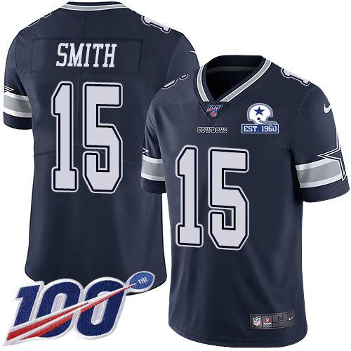 Dallas Cowboys #15 Devin Smith Navy Blue Team Color Men's Stitched With Established In 1960 Patch 100th Season Vapor Untouchable Limited Jersey Me cheap jerseys for sale - CheapJerseys.Shop