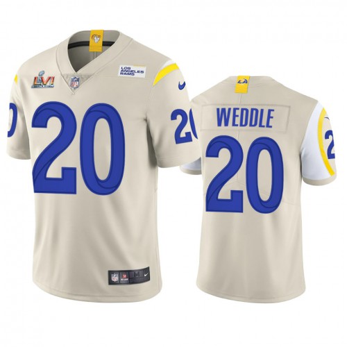 Los Angeles Los Angeles Rams #20 Eric Weddle Men's Super Bowl LVI Patch Vapor Limited Jersey - Bone Men's cheap jerseys for sale - CheapJerseys.Shop