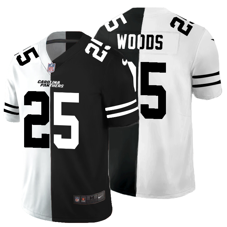 Carolina Panthers #25 Xavier Woods Men's Black V White Peace Split Vapor Untouchable Limited Jersey cheap jerseys for sale - CheapJerseys.Shop