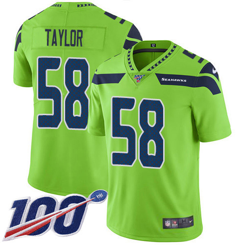 Seattle Seahawks #58 Darrell Taylor Green Men's Stitched Limited Rush 100th Season Jersey Men's cheap jerseys for sale - CheapJerseys.Shop