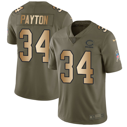 Bears #34 Walter Payton Olive/Gold Men's Stitched Limited 2017 Salute To Service Jersey cheap jerseys for sale - CheapJerseys.Shop