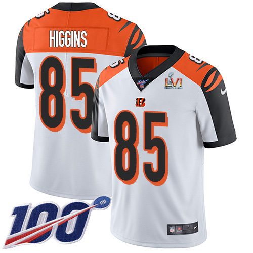 Bengals #85 Tee Higgins White Super Bowl LVI Patch Men's Stitched 100th Season Vapor Limited Jersey cheap jerseys for sale - CheapJerseys.Shop