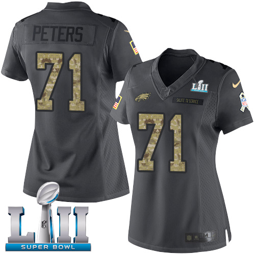 Philadelphia Eagles #71 Jason Peters Black Super Bowl LII Women's Stitched Limited 2016 Salute to Service Jersey Womens cheap jerseys for sale - CheapJerseys.Shop
