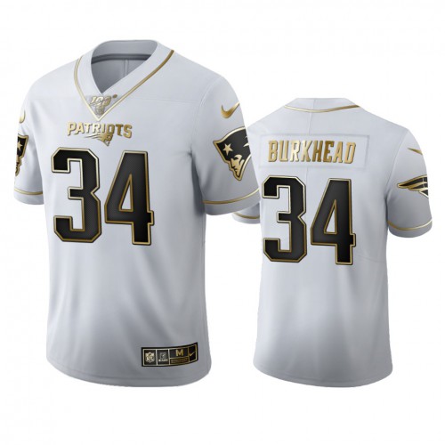 New England New England Patriots #34 Rex Burkhead Men's White Golden Edition Vapor Limited 100 Jersey Men's cheap jerseys for sale - CheapJerseys.Shop