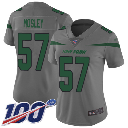 Jets #57 C.J. Mosley Gray Women's Stitched Limited Inverted Legend 100th Season Jersey cheap jerseys for sale - CheapJerseys.Shop