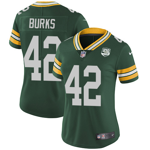 Green Bay Packers #42 Oren Burks Green Team Color Women's 100th Season Stitched Vapor Untouchable Limited Jersey Womens cheap jerseys for sale - CheapJerseys.Shop