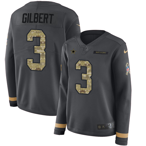 Dallas Cowboys #3 Garrett Gilbert Anthracite Salute to Service Women's Stitched Limited Therma Long Sleeve Jersey Womens cheap jerseys for sale - CheapJerseys.Shop