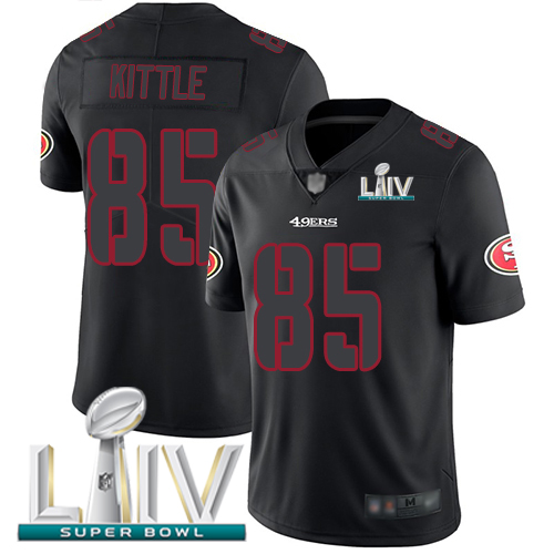 49ers #85 George Kittle Black Super Bowl LIV 2020 Men's Stitched Limited Rush Impact Jersey cheap jerseys for sale - CheapJerseys.Shop