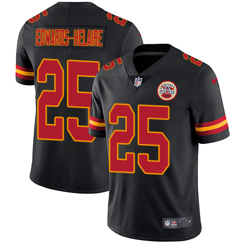 Chiefs #25 Clyde Edwards-Helaire Black Youth Stitched Limited Rush Jersey cheap jerseys for sale - CheapJerseys.Shop