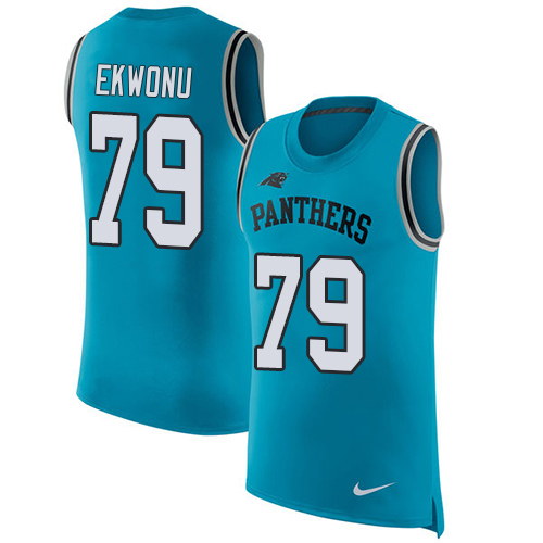 Panthers #79 Ikem Ekwonu Blue Alternate Men's Stitched Limited Rush Tank Top Jersey cheap jerseys for sale - CheapJerseys.Shop