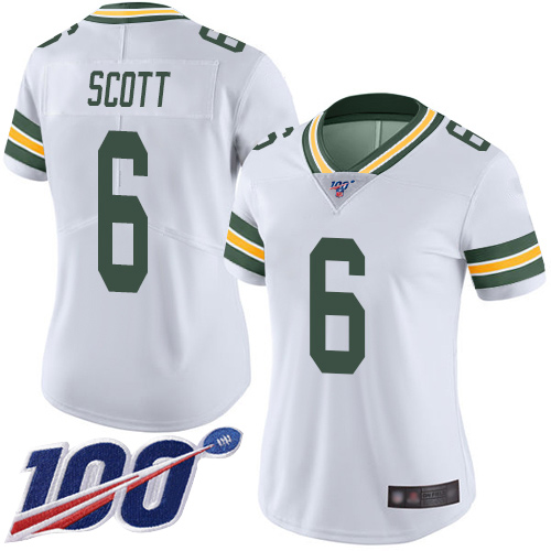 Green Bay Packers #6 JK Scott White Women's Stitched 100th Season Vapor Limited Jersey Womens cheap jerseys for sale - CheapJerseys.Shop