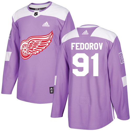 Detroit Red Wings #91 Sergei Fedorov Purple Authentic Fights Cancer Stitched Jersey Men's cheap jerseys for sale - CheapJerseys.Shop