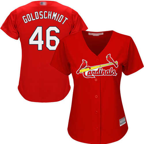 St.Louis Cardinals #46 Paul Goldschmidt Red Alternate Women's Stitched Jersey Womens cheap jerseys for sale - CheapJerseys.Shop