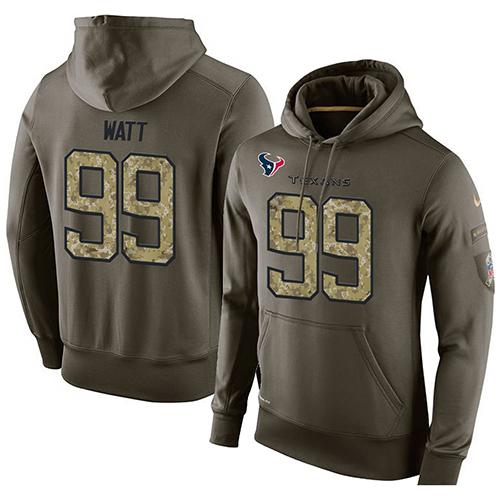 Men's Houston Texans #99 J.J. Watt Stitched Green Olive Salute To Service KO Performance Hoodie cheap jerseys for sale - CheapJerseys.Shop