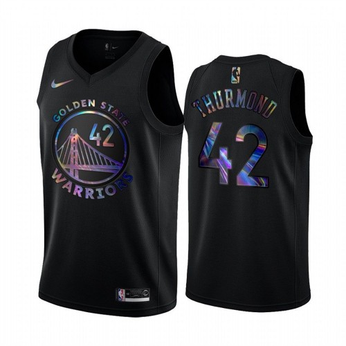 Golden State Warriors #42 Nathaniel Thurmond Mens Iridescent Holographic Collection Jersey - Black Mens cheap jerseys for sale - CheapJerseys.Shop