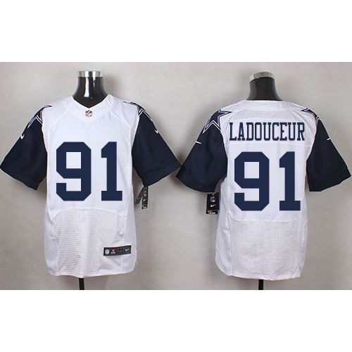 Dallas Cowboys #91 L. P. Ladouceur White Men's Stitched Elite Rush Jersey Men's cheap jerseys for sale - CheapJerseys.Shop