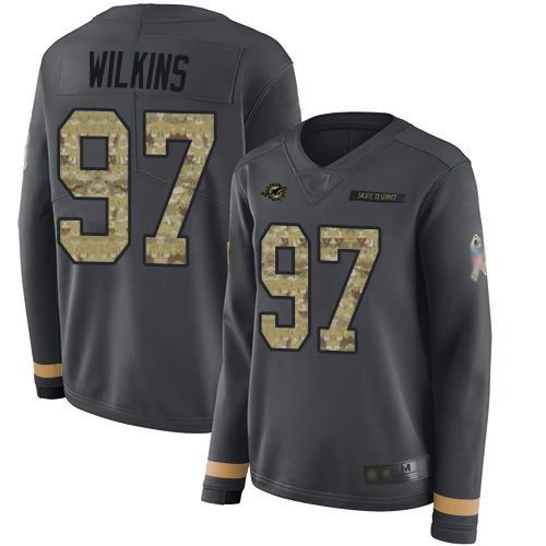 Miami Dolphins #97 Christian Wilkins Anthracite Salute to Service Women's Stitched Limited Therma Long Sleeve Jersey Womens cheap jerseys for sale - CheapJerseys.Shop