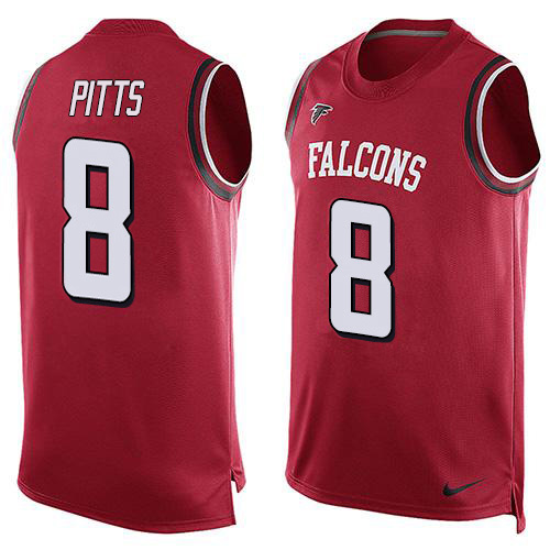 Falcons #8 Kyle Pitts Red Team Color Men's Stitched Limited Tank Top Jersey cheap jerseys for sale - CheapJerseys.Shop