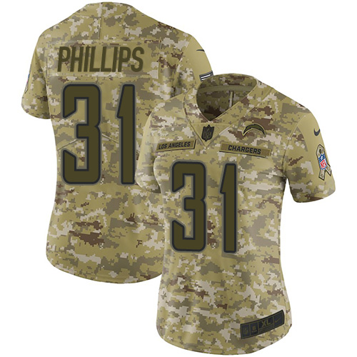Los Angeles Chargers #31 Adrian Phillips Camo Women's Stitched Limited 2018 Salute to Service Jersey Womens cheap jerseys for sale - CheapJerseys.Shop