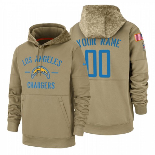 Los Angeles Chargers Custom Tan 2019 Salute To Service Name & Number Sideline Therma Pullover Hoodie cheap jerseys for sale - CheapJerseys.Shop