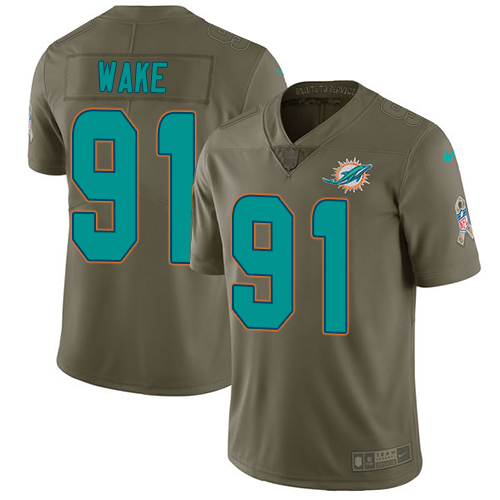Miami Dolphins #91 Cameron Wake Olive Men's Stitched Limited 2017 Salute to Service Jersey Men's cheap jerseys for sale - CheapJerseys.Shop