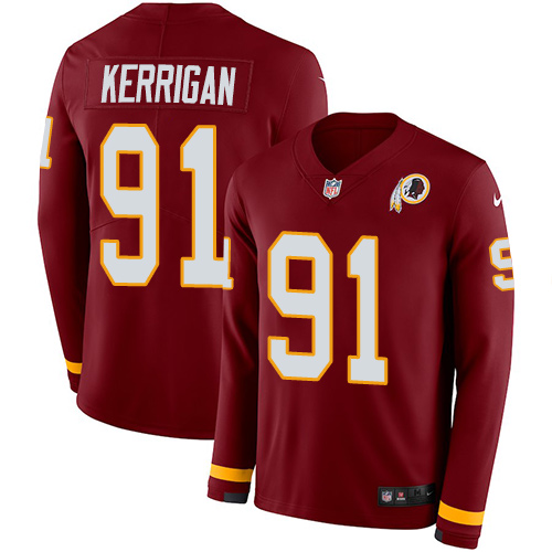 Washington Commanders #91 Ryan Kerrigan Burgundy Red Team Color Men's Stitched Limited Therma Long Sleeve Jersey Men's cheap jerseys for sale - CheapJerseys.Shop