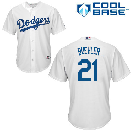 Los Angeles Dodgers #21 Walker Buehler White New Cool Base Stitched Jersey Men's cheap jerseys for sale - CheapJerseys.Shop