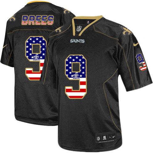 Saints #9 Drew Brees Black Men's Stitched Elite USA Flag Fashion Jersey cheap jerseys for sale - CheapJerseys.Shop