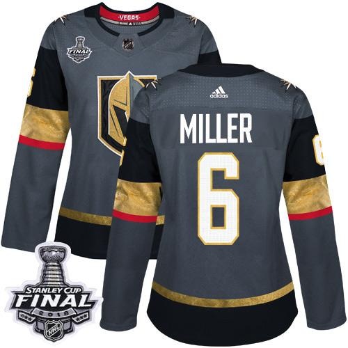 Golden Vegas Golden Knights #6 Colin Miller Grey Home Authentic 2018 Stanley Cup Final Women's Stitched Jersey Womens cheap jerseys for sale - CheapJerseys.Shop