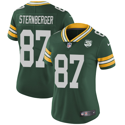 Green Bay Packers #87 Jace Sternberger Green Team Color Women's 100th Season Stitched Vapor Untouchable Limited Jersey Womens cheap jerseys for sale - CheapJerseys.Shop