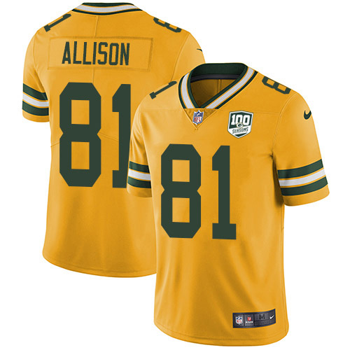 Green Bay Packers #81 Geronimo Allison Yellow Men's 100th Season Stitched Limited Rush Jersey Men's cheap jerseys for sale - CheapJerseys.Shop