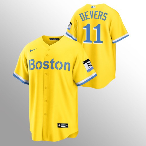 Boston Boston Red Sox #11 Rafael Devers Men's 2021 City Connect Gold Fans Version Jersey Men's cheap jerseys for sale - CheapJerseys.Shop