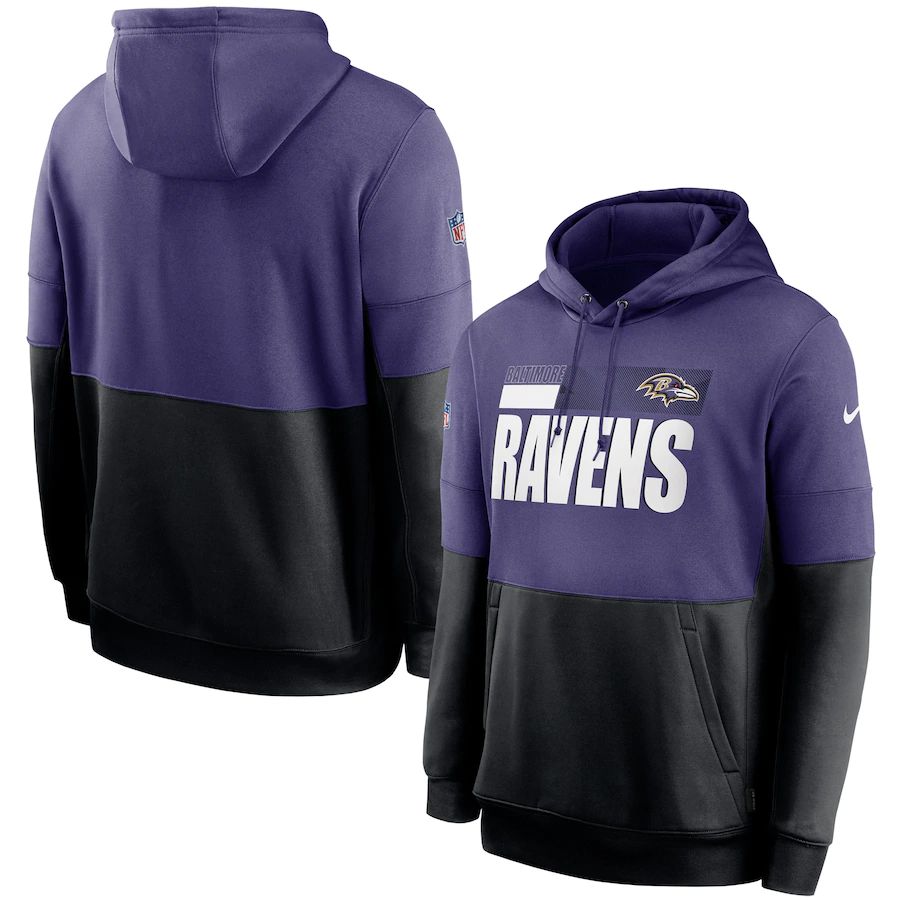 Baltimore Ravens Sideline Impact Lockup Performance Pullover Hoodie Purple Black cheap jerseys for sale - CheapJerseys.Shop