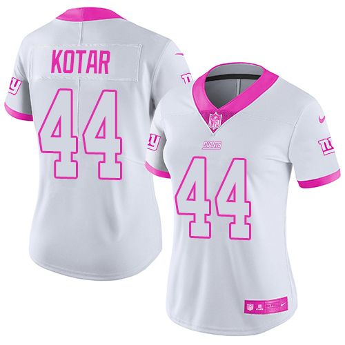New York Giants #44 Doug Kotar White/Pink Women's Stitched Limited Rush Fashion Jersey Womens cheap jerseys for sale - CheapJerseys.Shop