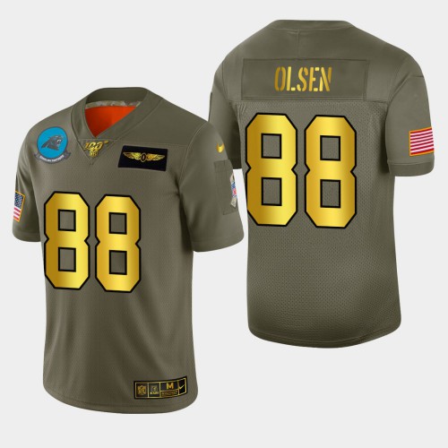 Carolina Carolina Panthers #88 Greg Olsen Men's Olive Gold 2019 Salute to Service Limited 100 Jersey Men's cheap jerseys for sale - CheapJerseys.Shop