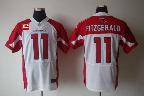 Cardinals #11 Larry Fitzgerald White With C Patch Men's Stitched Elite Jersey cheap jerseys for sale - CheapJerseys.Shop