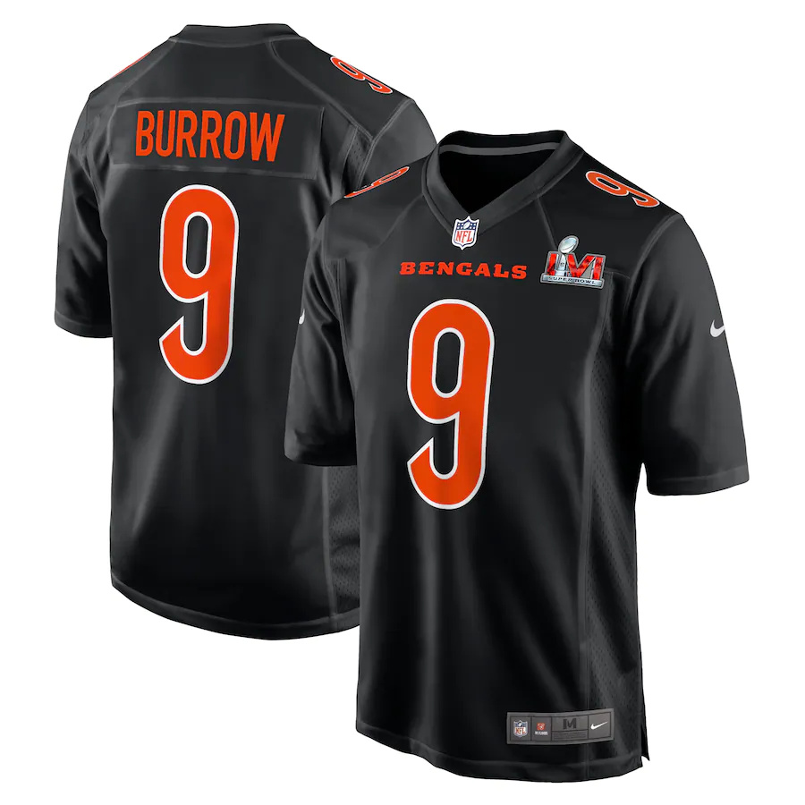 Cincinnati Bengals #9 Joe Burrow Black Men's Super Bowl LVI Bound Game Fashion Jersey cheap jerseys for sale - CheapJerseys.Shop
