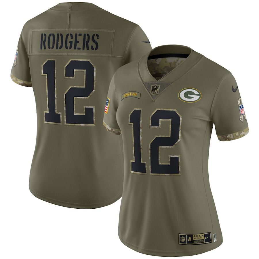 Green Bay Packers #12 Aaron Rodgers Women's 2022 Salute To Service Limited Jersey - Olive cheap jerseys for sale - CheapJerseys.Shop