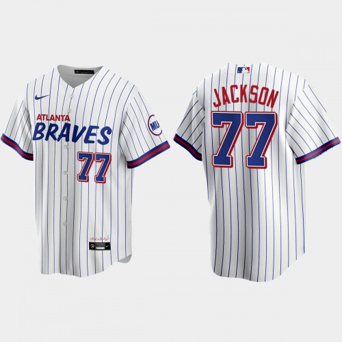 Atlanta Atlanta Braves #77 Luke Jackson White Men's 2021 City Connect Replica Jersey Men's cheap jerseys for sale - CheapJerseys.Shop