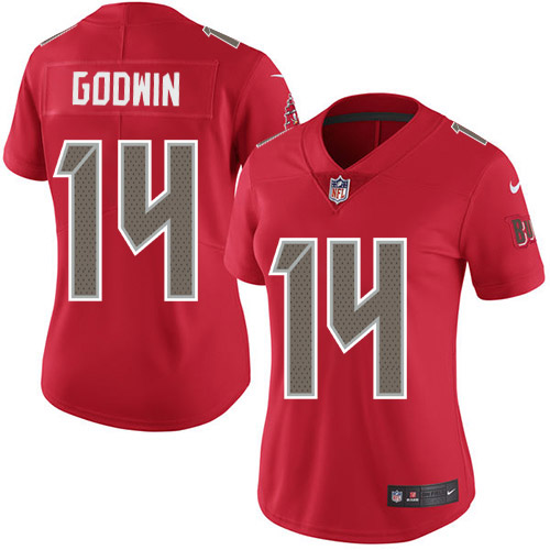 Buccaneers #14 Chris Godwin Red Women's Stitched Limited Rush Jersey cheap jerseys for sale - CheapJerseys.Shop