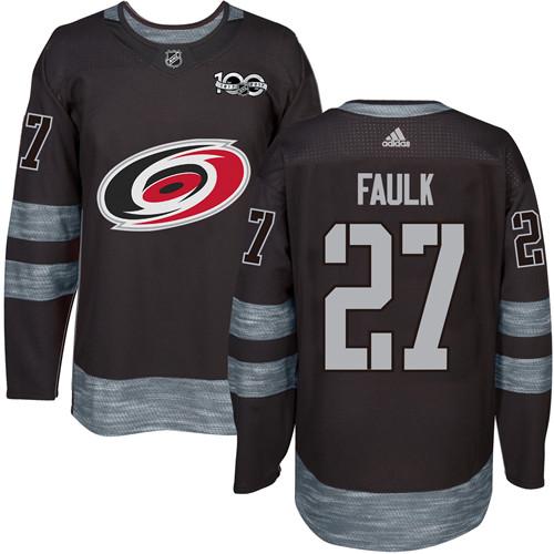 Carolina Hurricanes #27 Justin Faulk Black 1917-2017 100th Anniversary Stitched Jersey Men's cheap jerseys for sale - CheapJerseys.Shop