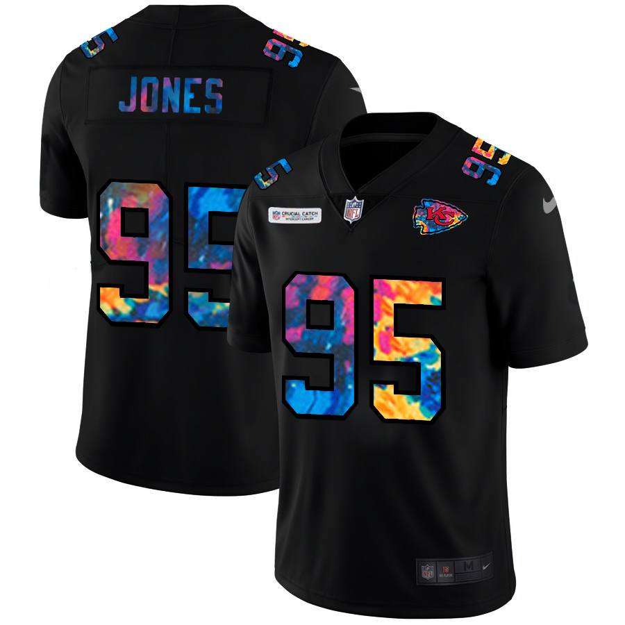 Kansas City Chiefs #95 Chris Jones Men's Multi-Color Black 2020 Crucial Catch Vapor Untouchable Limited Jersey cheap jerseys for sale - CheapJerseys.Shop