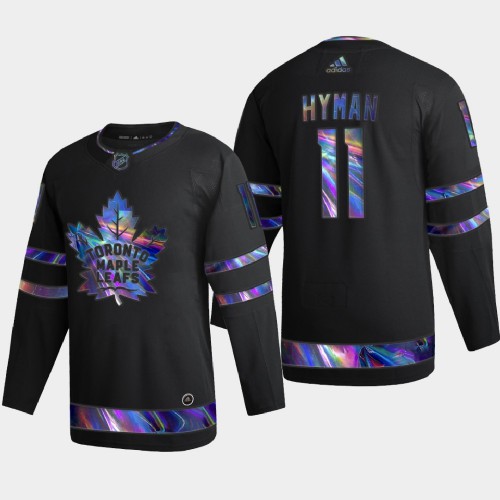 Toronto Maple Toronto Maple Leafs #11 Zach Hyman Men's Iridescent Holographic Collection Jersey - Black Men's cheap jerseys for sale - CheapJerseys.Shop