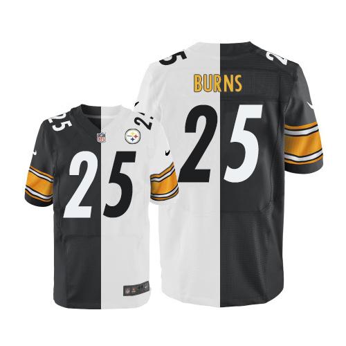 Pittsburgh Steelers #25 Artie Burns White/Black Men's Stitched Elite Split Jersey Men's cheap jerseys for sale - CheapJerseys.Shop