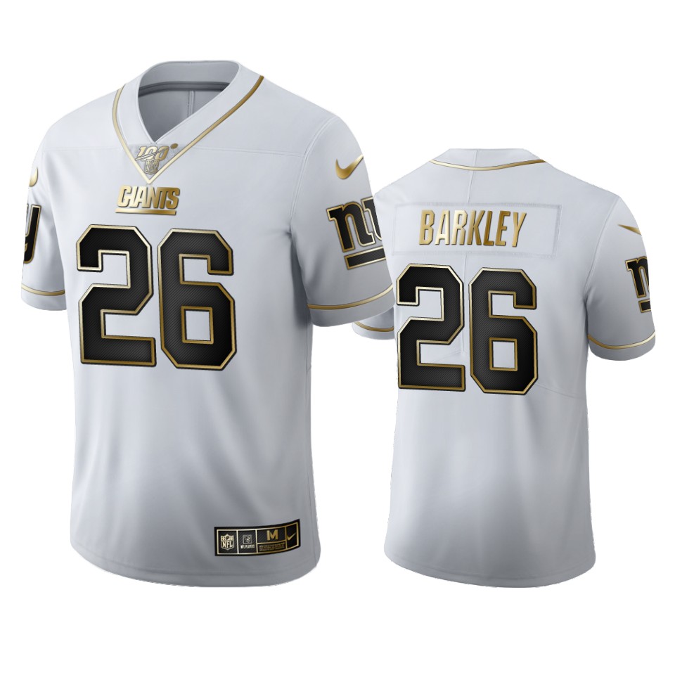 New York Giants #26 Saquon Barkley Men's White Golden Edition Vapor Limited 100 Jersey cheap jerseys for sale - CheapJerseys.Shop