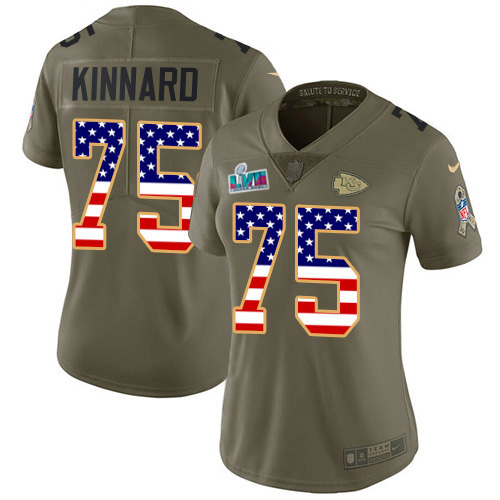 Chiefs #75 Darian Kinnard Olive/USA Flag Super Bowl LVII Patch Women's Stitched Limited 2017 Salute To Service Jersey cheap jerseys for sale - CheapJerseys.Shop